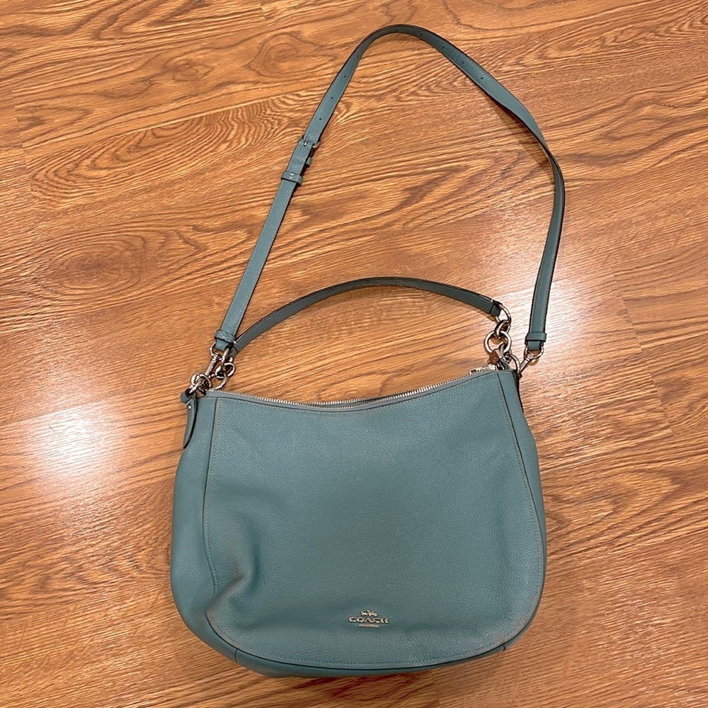 Coach Pebbled Leather Shoulder Bag in Teal
